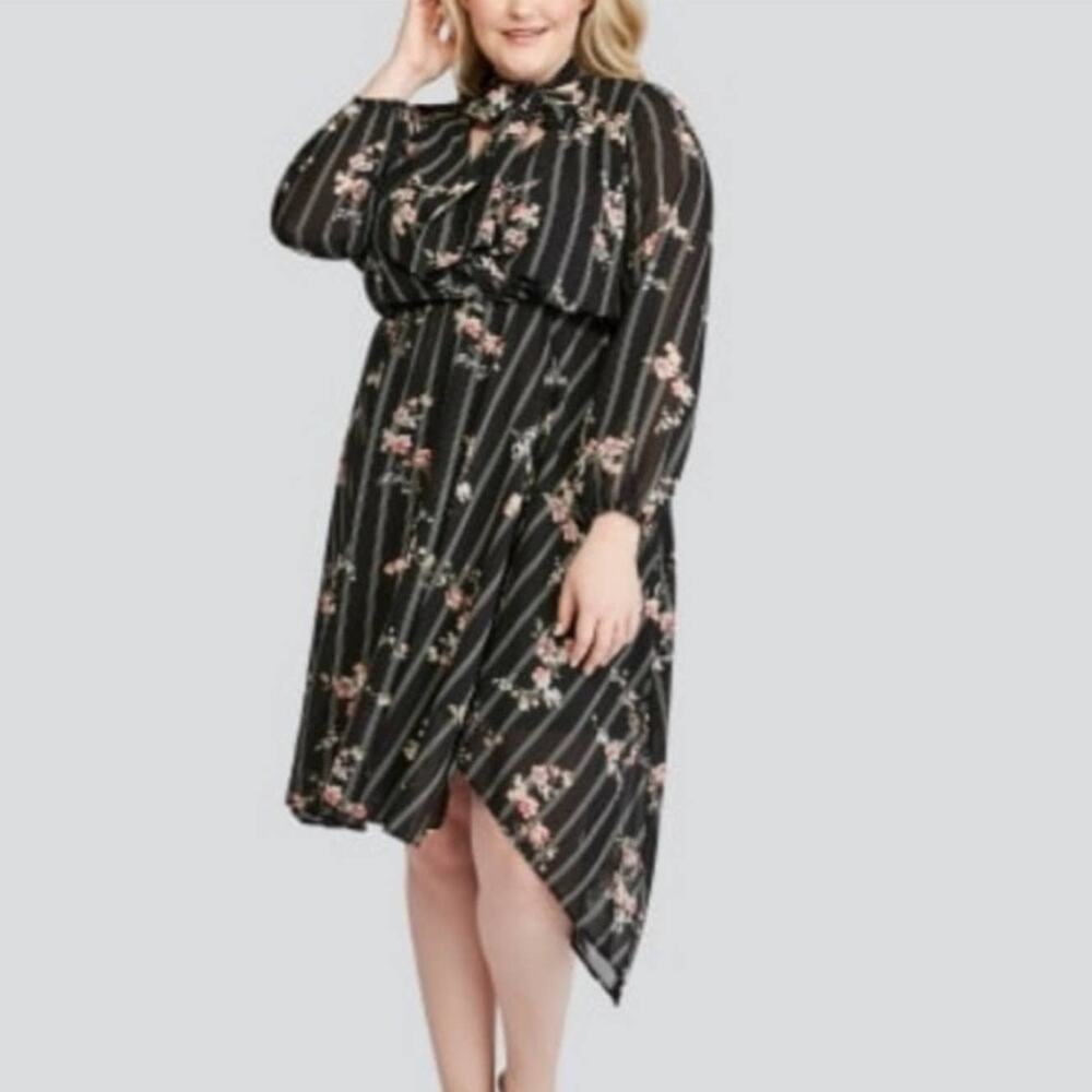NEW with tags Love & Legend Elle Black Floral Plus Size Dress, Size 14, MSRP $99